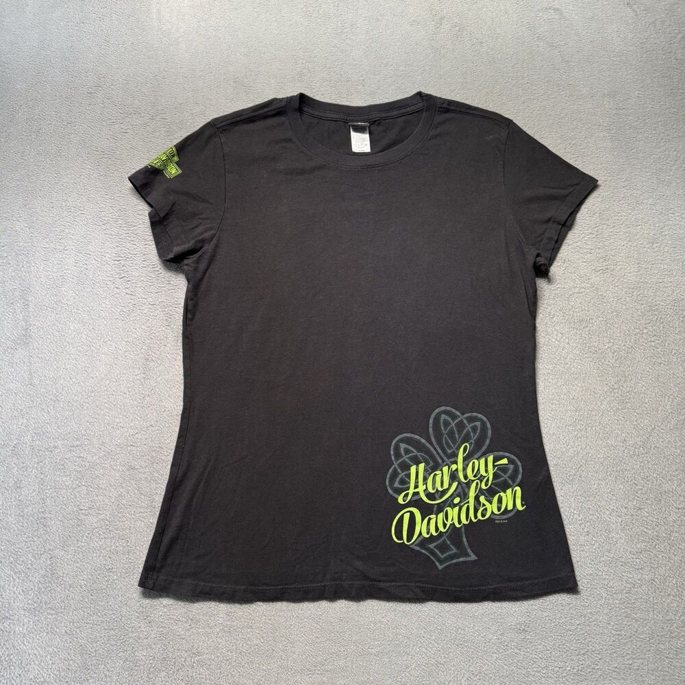 Harley-Davidson Womens XL Black T Shirt Mad River Sandusky Ohio Graphic USA